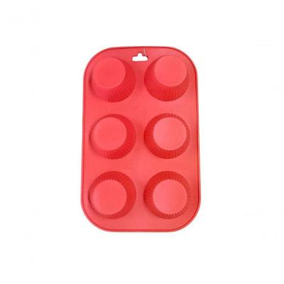 Forma para Pudim Redonda de Silicone Antiaderente para Forno Micro-ondas e Freezer Vermelha