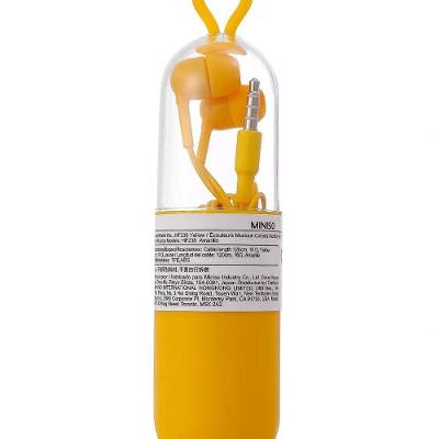 Fone de Ouvido Miniso Brasil com Fio e Estojo Conector P2 Amarelo