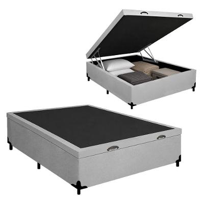 Cama Box com Baú Casal Royal Sleep Tecido Sintético Cinza 138CM