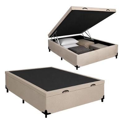 Cama Box com Baú Casal Royal Sleep Tecido Sintético Bege