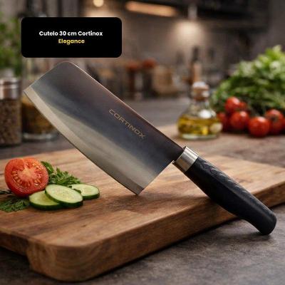 Cutelo Elegance 30CM Lâmina em Aço Inox Cabo Anatômico Uso Doméstico e Profissional Preto Thika