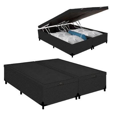 Cama Box Baú Casal Bipartido Suede Royal Sleep Preto