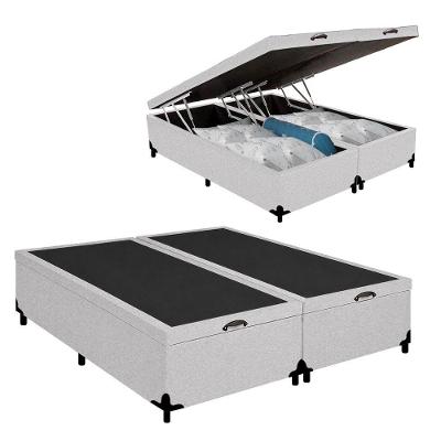 Cama Box Baú Casal Bipartido Suede Cinza Royal Sleep