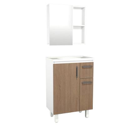 Conjunto Gabinete de Banheiro Gouda 1 Porta 2 Gavetas 60CM Amadeirado Venturi
