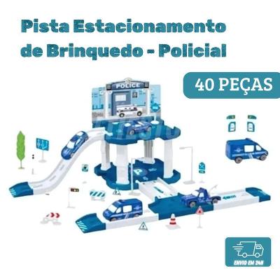 Brinquedo Pista Estacionamento Policial com 40 Peças Estimula Criatividade Well Kids