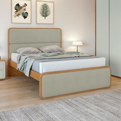Cama Casal Easy Like Estofada MDF-MDP Amendoa Clean Móveis Lopas