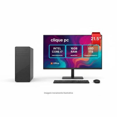 Computador Completo I7 Intel Core I7 16GB RAM SSD 1TB Windows Clique PC Monitor 21,5