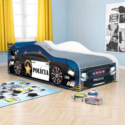 Cama Solteiro Cama Carro de Polícia Kids com Grade MDF Branco Casah