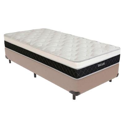 Cama Box com Colchão Solteiro Dallas Euro Pillow Molas Ensacadas Bege Vtech 88CM