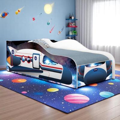 Cama Solteiro Foguete Espacial Kids com Grade MDF Azul Casah