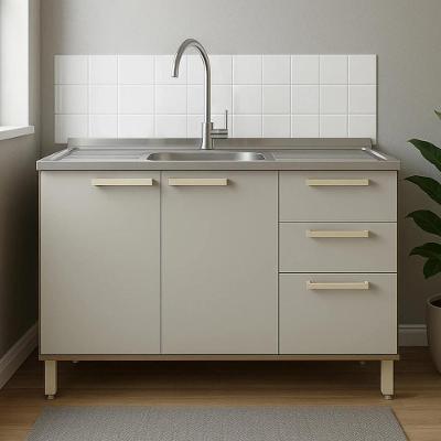 Balcão de Cozinha Nádia 3 Portas 1 Prateleira MDP 120CM Mocca-Avelã Mpozenato