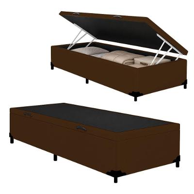 Cama Box com Baú Solteiro Royal Sleep Ortopédico Courino Marrom