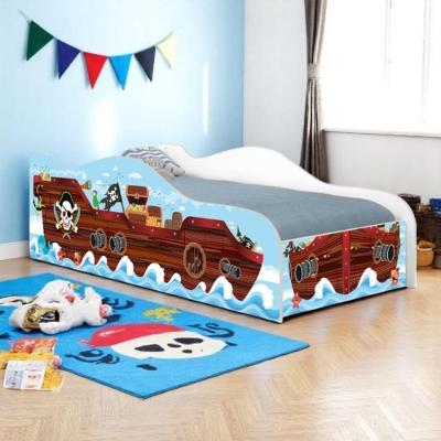 Cama Infantil Carro Barco Pirata com Grade MDF Azul Casah