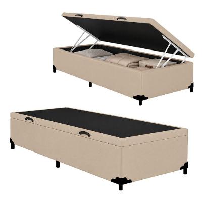 Cama Box com Baú Solteiro Royal Sleep Ortopédico Courino Bege