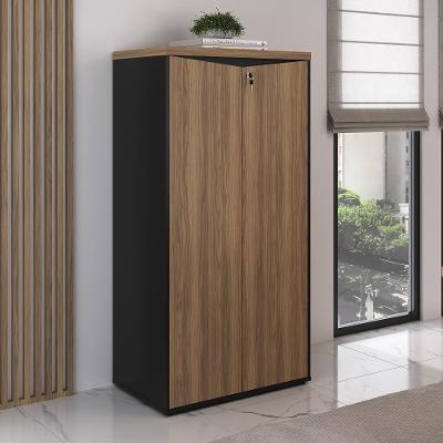Armário para Escritório Y37 2 Portas 3 Prateleiras Tamburato 77CM Nogal e Preto Artany