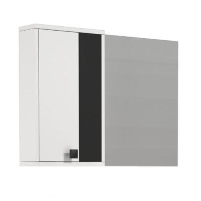 Armário Espelheira Istambul 1 Porta 1 Prateleira MDF-MDP 80CM Branco e Preto Venturi