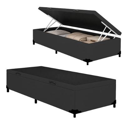 Cama Box com Baú Solteiro Royal Sleep Ortopédico Courino Preto
