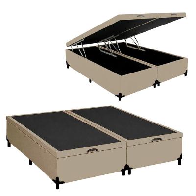 Cama Box com Baú Queen Bipartido Bege Royal Sleep