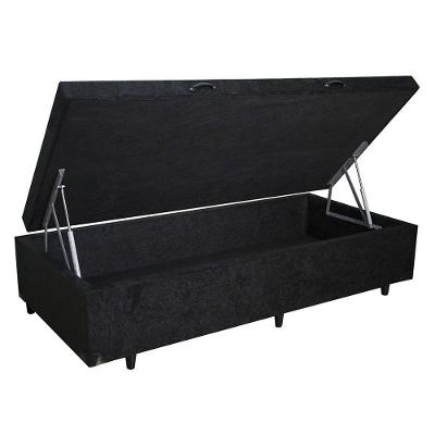 Cama Box com Baú Solteiro Extremo Reforçado Suede Preto Homequeen