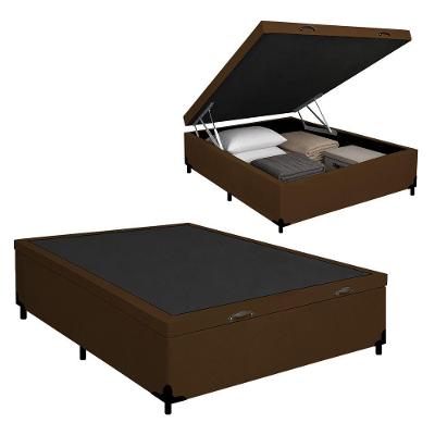 Cama Box com Baú Casal Royal Sleep Courino Marrom