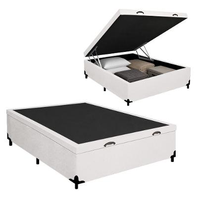 Cama Box com Baú Casal Royal Sleep Tecido Sintético Branco