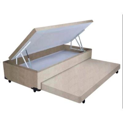 Cama Box Baú Auxiliar Solteiro Espuma Suede Bege Homequeen