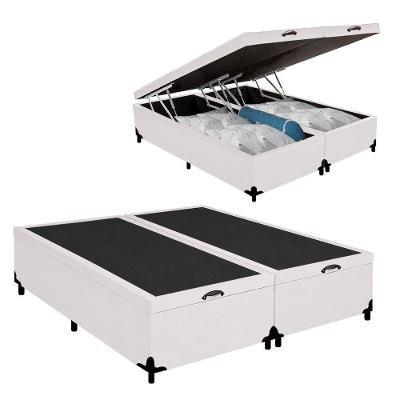 Cama Box com Baú Casal Bipartido Royal Sleep Tecido Sintético Branco