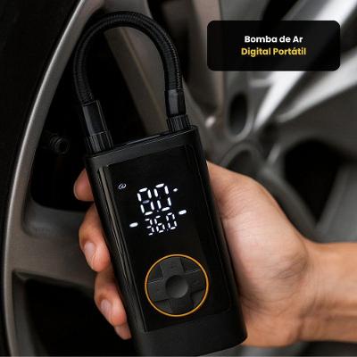 Bomba de Ar Digital Portátil com Visor Digital e LED Preto