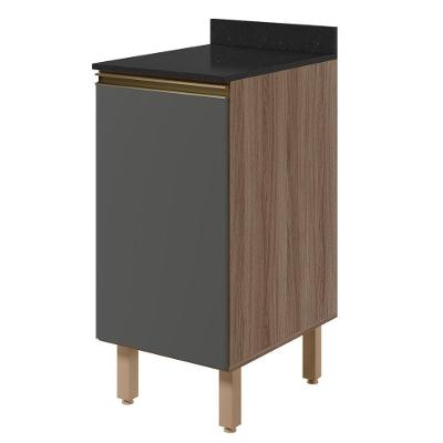 Balcão Kali Premium 1 Porta 1 Prateleira MDF 40CM Cinza Nicioli Móveis