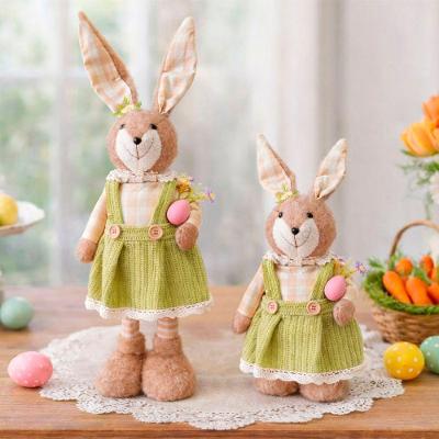 Boneco Decorativo Coelha de Pascoa Pernas Ajustáveis Verde