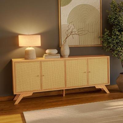 Balcão Buffet Retrô 4 Portas 4 Prateleiras MDF 180CM Carvalho Rosé Dalla Costa