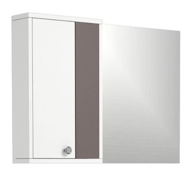 Armário Espelheira Istambul 1 Porta MDF com Espelho 80CM Branco Havana