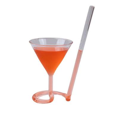 Taça de Vidro com Canudo 2 em 1 para Drinks Design Integrado Bar Imaginarium