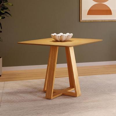 Mesa de Jantar Carvalho Rosé 4 Lugares Quadrada MDF Rosê Dalla Costa Móveis