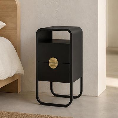 Mesa de Cabeceira Alek A03 2 Gavetas MDP Industrial Preto Lyam Decor