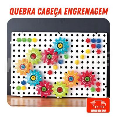 Quebra-cabeça Engrenagem 98 Peças Estimula Criatividade e Raciocínio Lógico DDG Toys