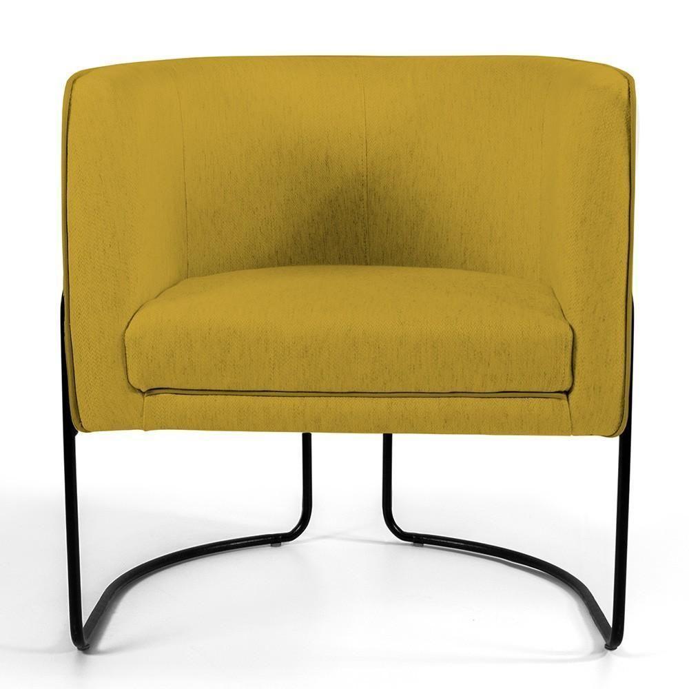 Kit 02 Poltronas Preto Betina D02 Veludo Mostarda C-279 - 4