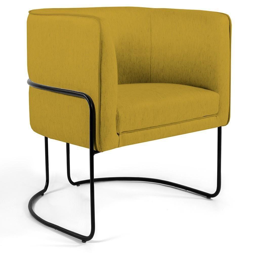 Kit 02 Poltronas Preto Betina D02 Veludo Mostarda C-279 - 6