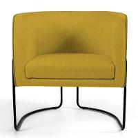 Kit 02 Poltronas Preto Betina D02 Veludo Mostarda C-279