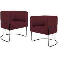 Kit 02 Poltronas Preto Betina D02 Veludo Marsala C-278 - 1