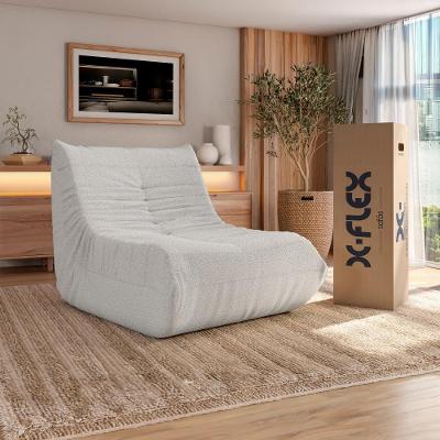 Poltrona Glamour Bouclé Premium Espuma D28 Areia Xflex Sofás