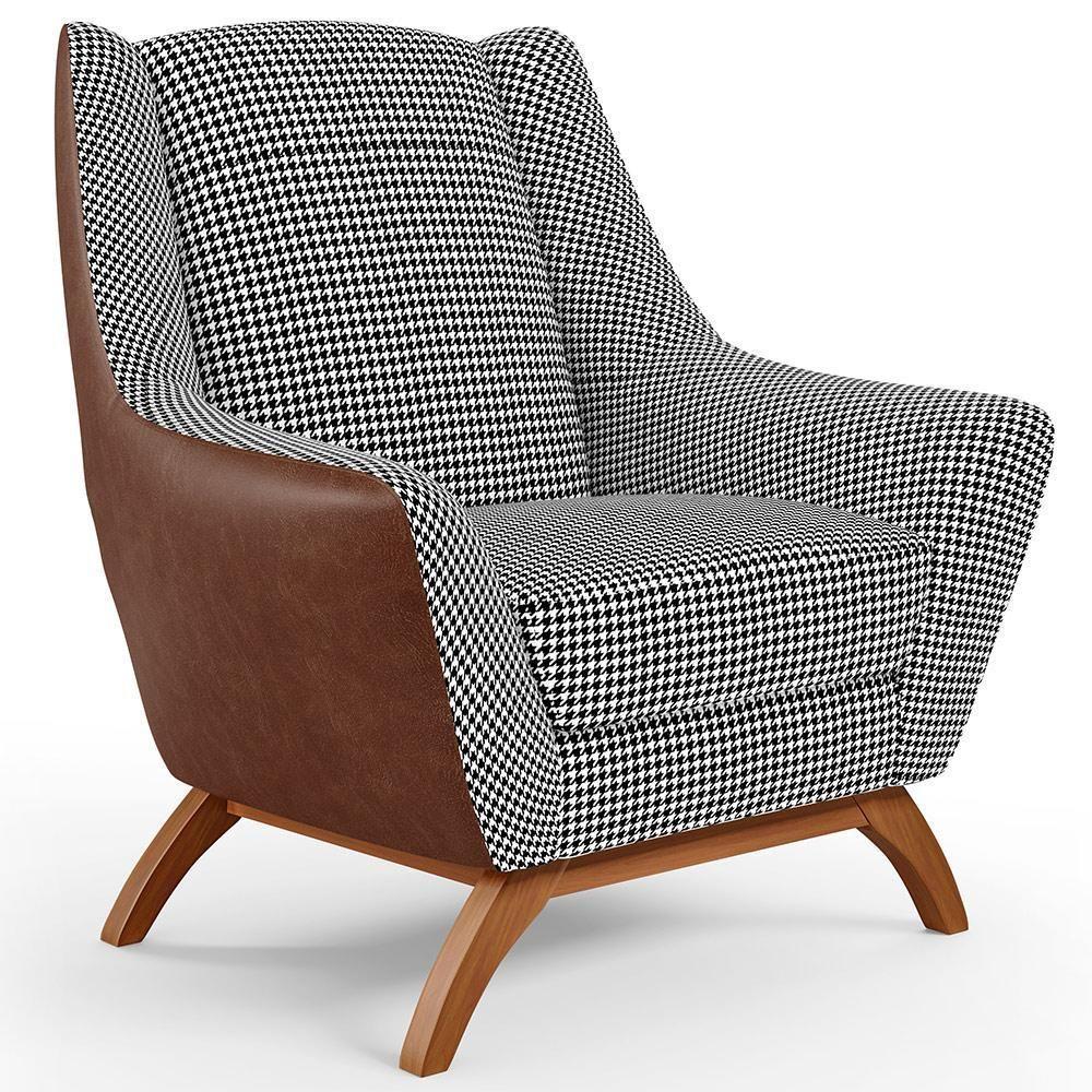 Kit 2 Poltronas Base Em Madeira Marrom B-38 Pied Poule - 7