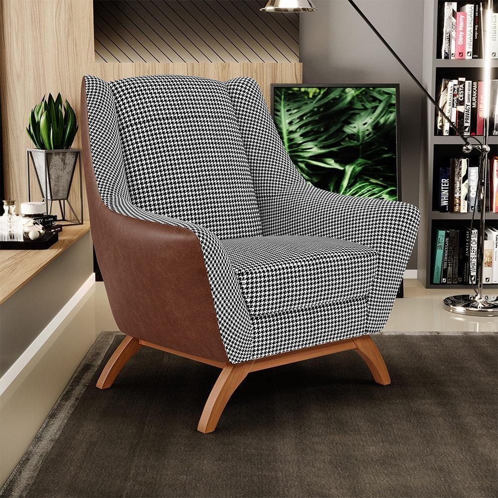 Kit 2 Poltronas Base Em Madeira Marrom B-38 Pied Poule - 8