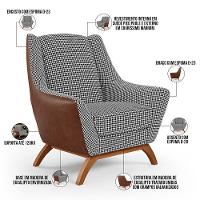 Kit 2 Poltronas Base Em Madeira Marrom B-38 Pied Poule - 6