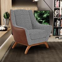 Kit 2 Poltronas Base Em Madeira Marrom B-38 Pied Poule - 8