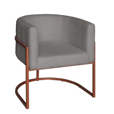 Poltrona Lety com Base Industrial em Linho Grafite D'Rossi