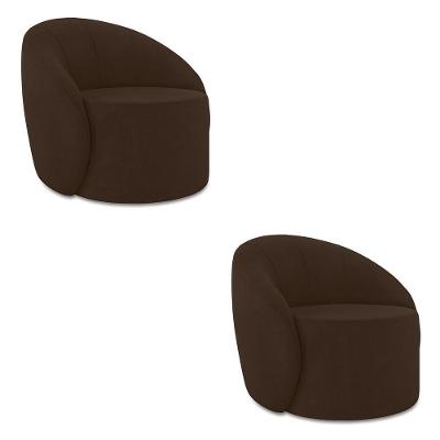Poltrona Decorativa Lua Giratória Suede Confortável Marrom D'Rossi