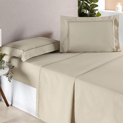 Jogo de Cama Ellos King 4 Peças 80% Algodão 20% Poliéster Percale 200 Fios Caqui Bia Enxovais