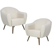 Kit 02 Poltronas Fixa Com Pés Palito Nina D02 Bege B-298 - 1