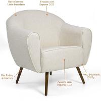Kit 02 Poltronas Fixa Com Pés Palito Nina D02 Bege B-298 - 3